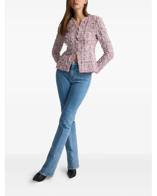 St. John Paper Eyelash Button Tweed Jack in het Pink