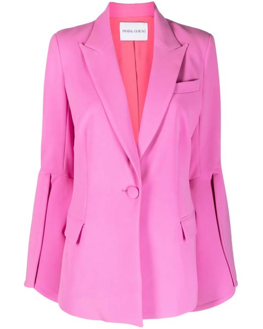 Prabal Gurung Pink Slit-Sleeve Single-Breasted Blazer