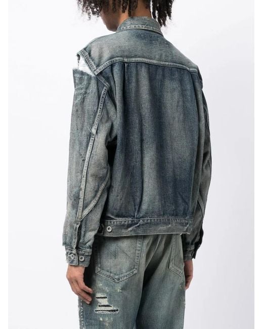 Neighborhood Blue Distressed-Effect Denim Jacket for men