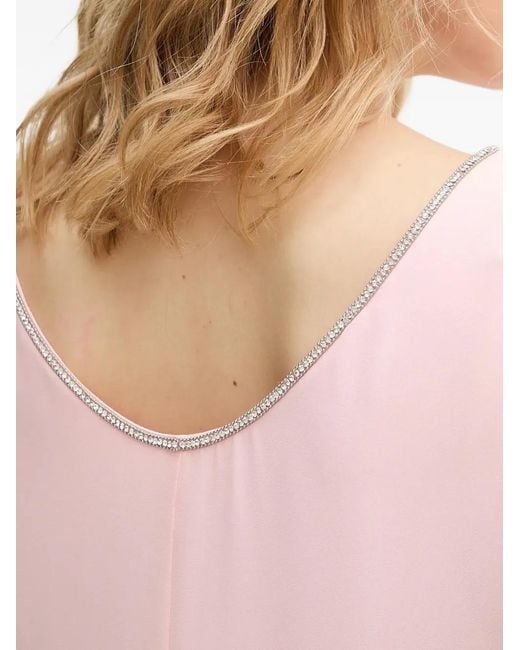 Joseph Ribkoff Pink Rhinestone-Detail Pleated Midi Dress