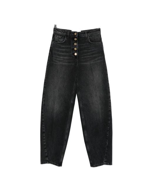 Elisabetta Franchi Black Button-Up Faded-Effect Jeans