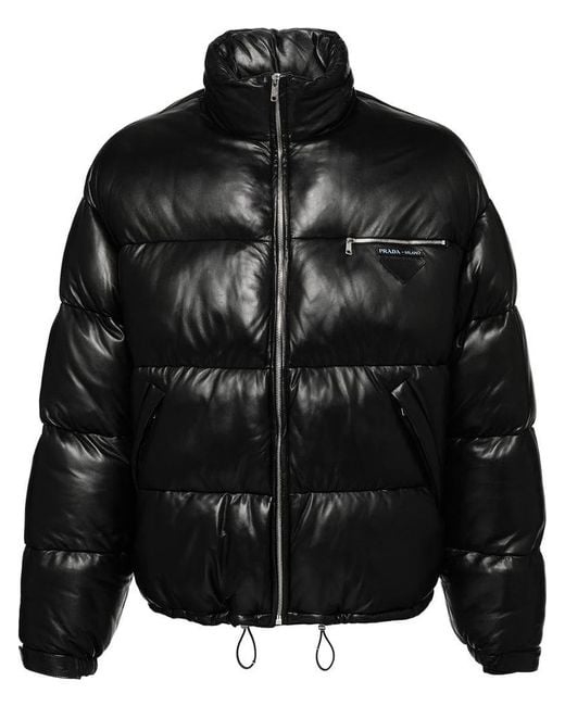 Prada Black Nappa Leather Puffer Jacket for men