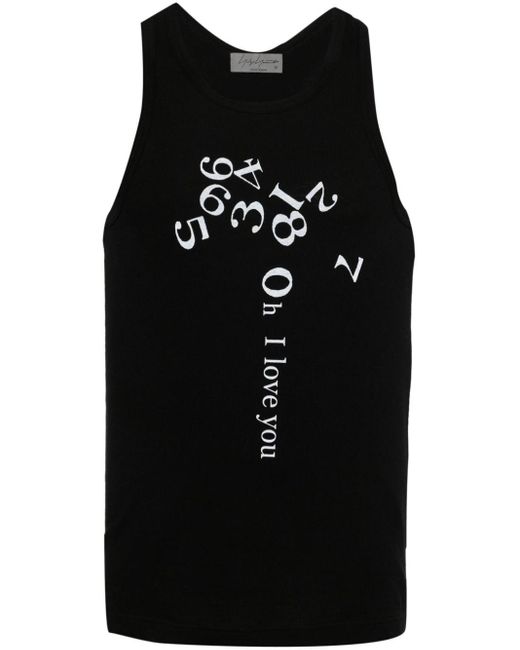Yohji Yamamoto Black Numbers-print Cotton Tank Top for men
