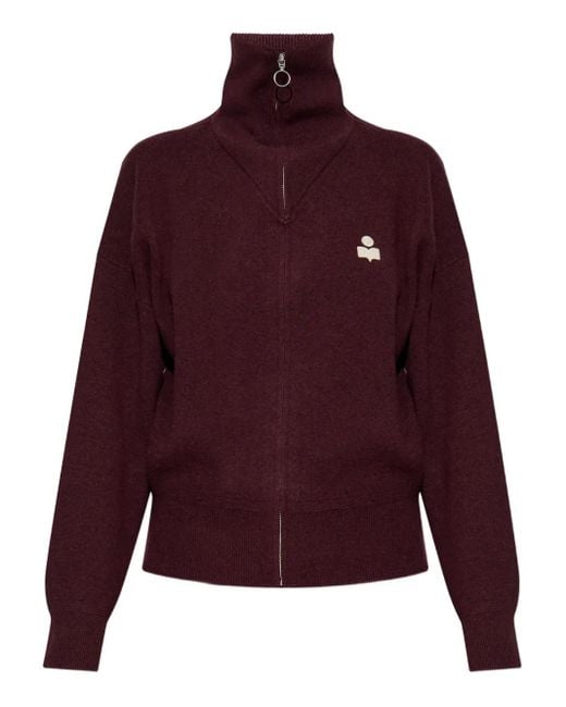 Cardigan A Collo Alto Con Zip di Isabel Marant in Red
