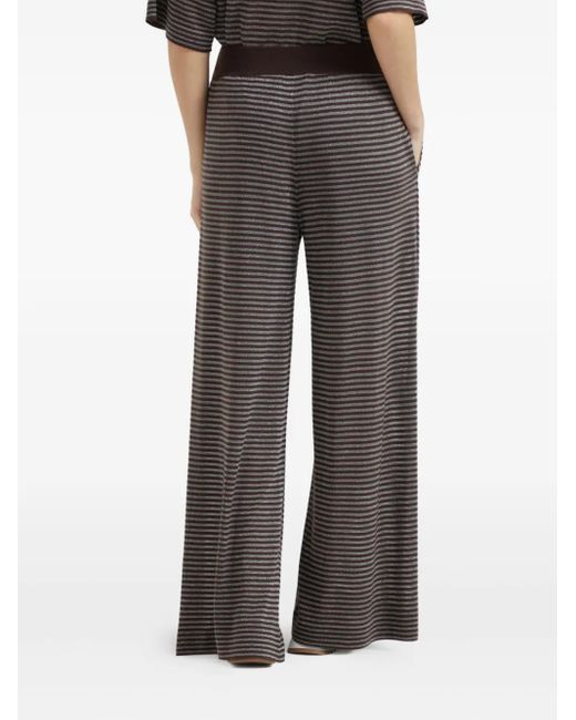 Brunello Cucinelli Gray Gestreifte Hose Mit Hohem Bund