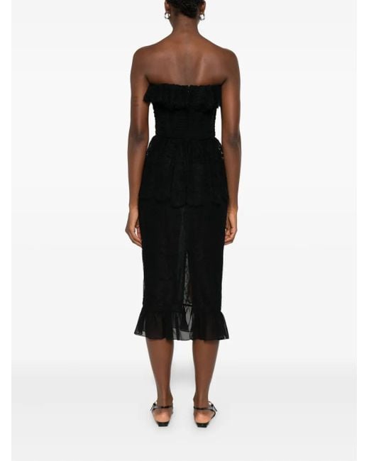 Alessandra Rich リボンレース ラッフルワンピース Black