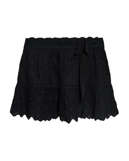 Minifalda con volantes bordados LoveShackFancy de color Black