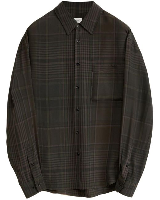 Lemaire Black Check-Pattern Cotton Shirt for men