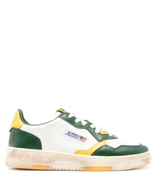 Autry Green Medalist Low Super Vintage And Leather Sneakers for men