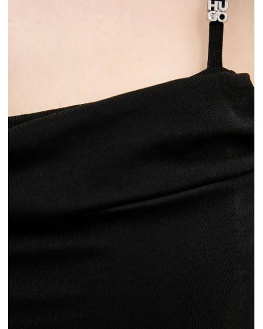 HUGO Black Draped Spaghetti-Strap Top