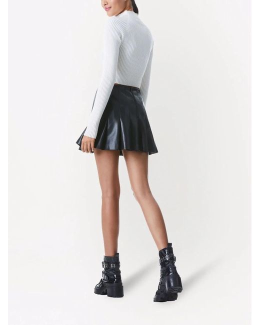 Alice + Olivia Black Alice + Olivia Carter Vegan Leather Pleated Skirt