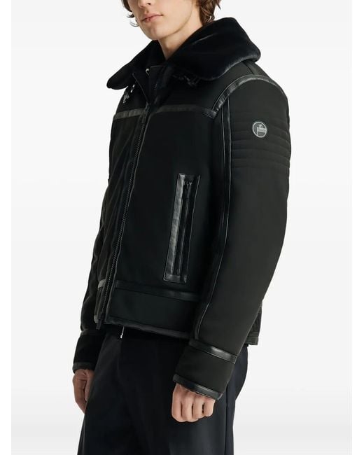 Fusalp Black Leather-Trimmed Bomber Jacket for men