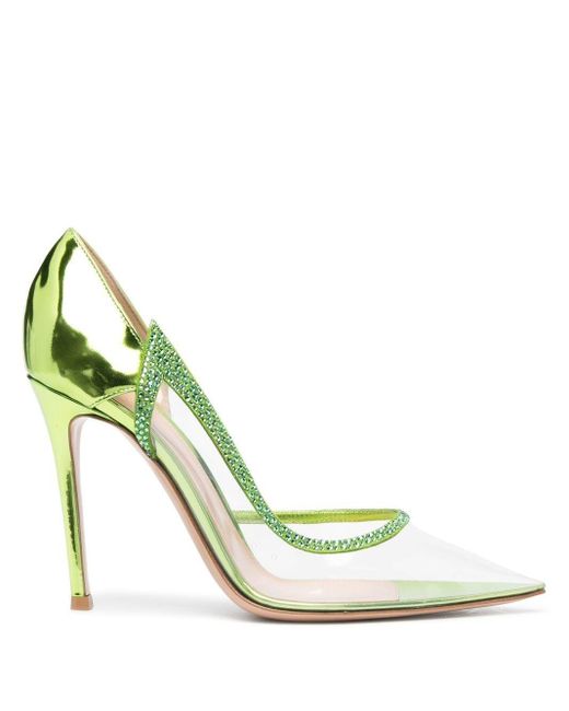 Gianvito Rossi 105 Crystal-embellished Pumps in Green (Metallic) | Lyst UK