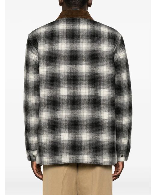 Filson Gray Check-Pattern Corduroy-Collar Jacket for men