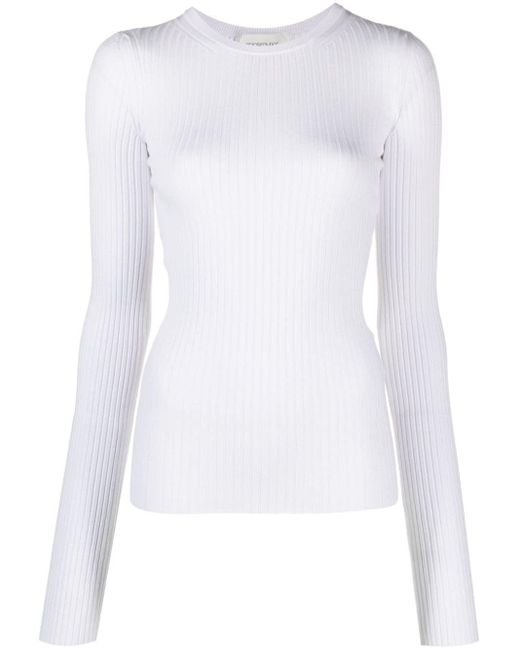 Sportmax White Logo-plaque Ribbed-knit Sweatshirt