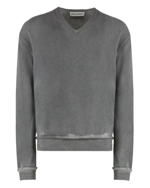 Our Legacy Gray Parallel V-Neck Sweater for men