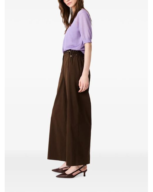 Maje Brown Belted Wide Trousers