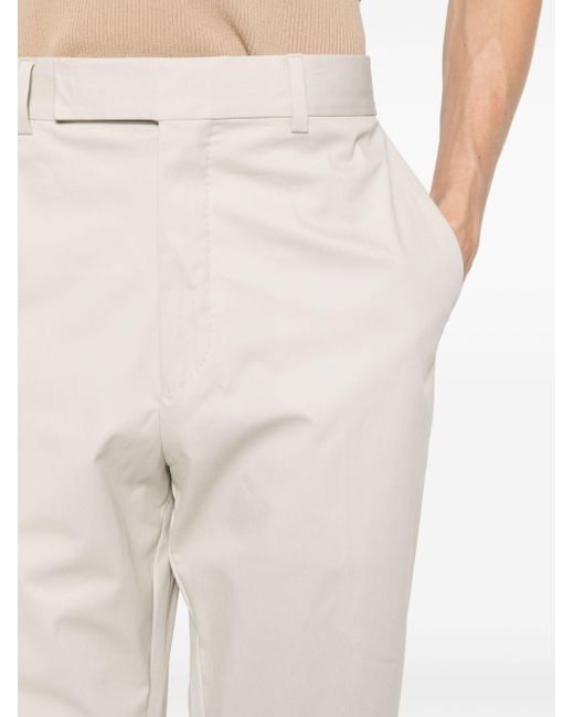 Zegna Natural Tapered Cotton Trousers for men