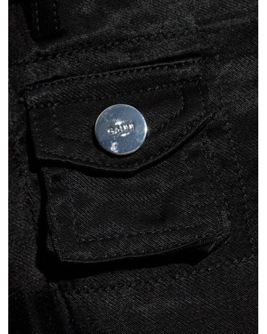 Ganni Black Satin Cargo Trousers