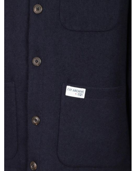 Fay Blue Archive Reversible Padded Wool Jacket for men