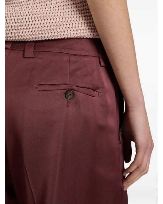 Slowear Purple Satin Regular-Fit Trousers
