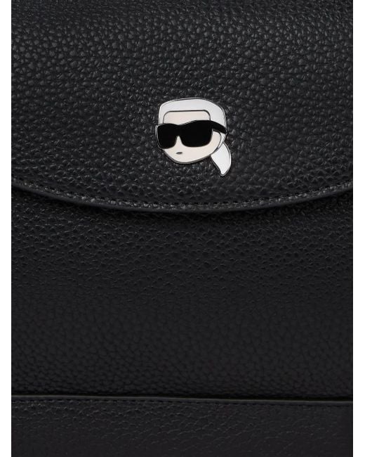 Karl Lagerfeld Black Ikon Pebble-Texture Backpack