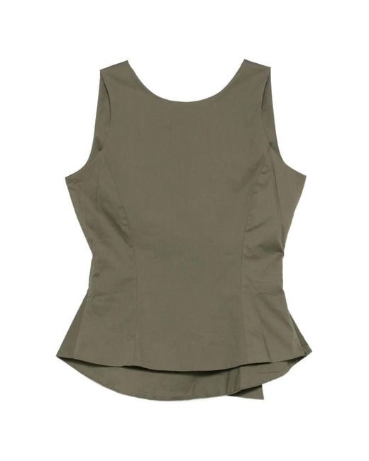 MOUTAKI Green Bow-Detail Peplum Blouse