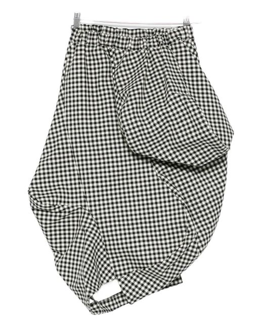 Comme des Garçons Women's Gray Gingham-Pattern Gathered Skirt