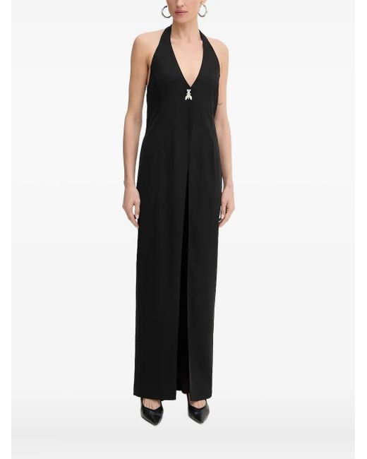 Patrizia Pepe Black Halter Neck Insect-Detail Maxi Dress