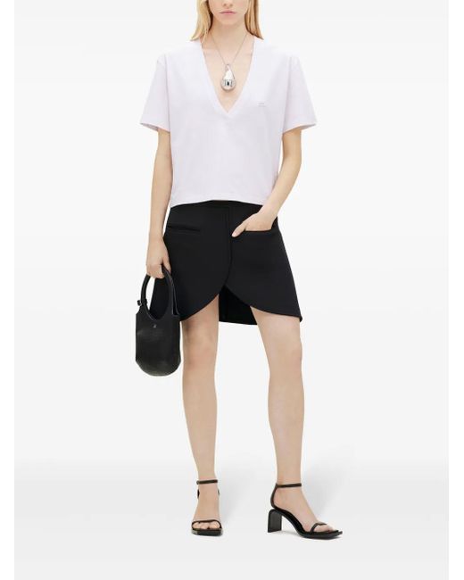 Courreges White Logo-Appliqué Cropped T-Shirt