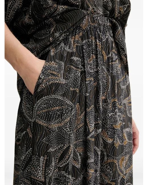 Sessun Black Floral-Print Trousers