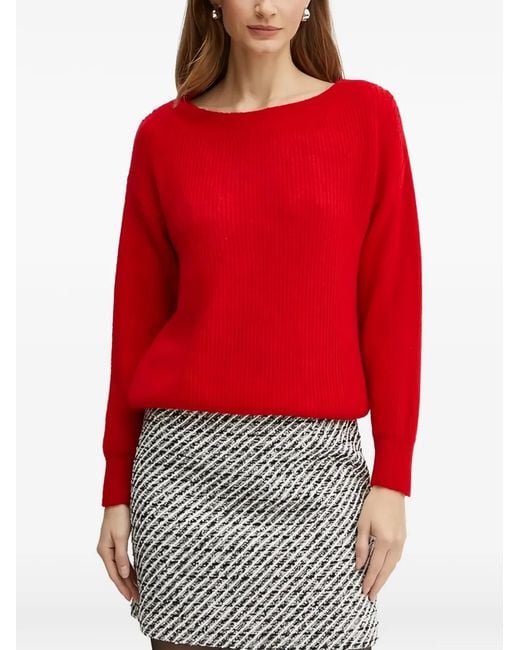 Morgan Red Boat-Neck Jumper