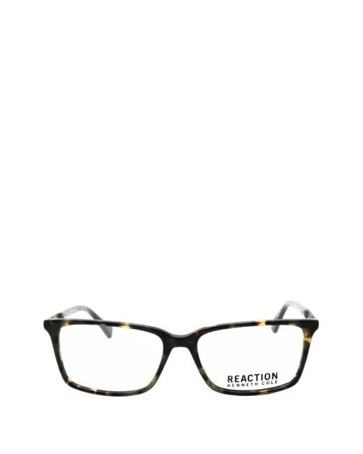 Kenneth Cole Black Tortoiseshell-Effect Rectangle-Frame Glasses for men