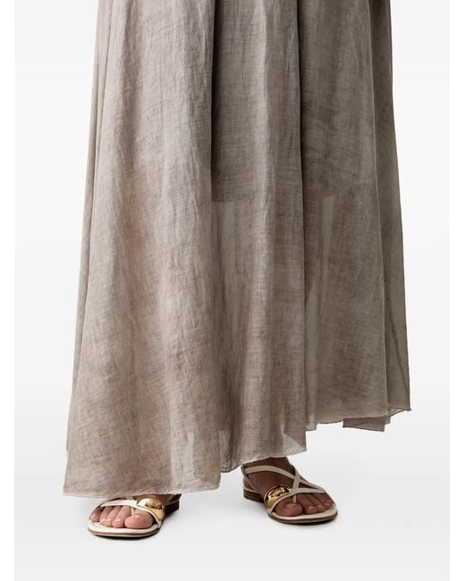 Haveone Brown Belted Elasticated-Waist Maxi Skirt