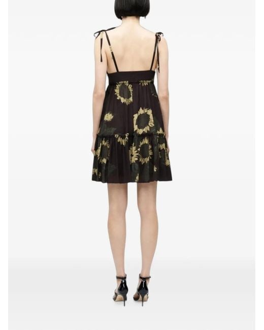 Moschino Black Floral-Print Ruffled-Tier Dress