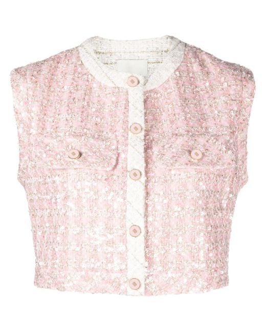 Gilet crop con paillettes di Sandro in Pink