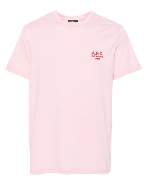 A.P.C. T-Shirt mit Logo-Stickerei in Pink für Herren