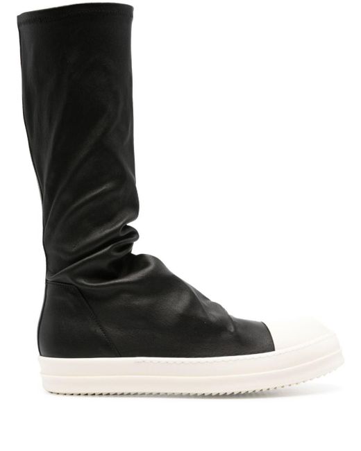 Rick Owens Black Leather Stocking Sneakers for men