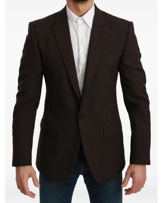 Dolce & Gabbana Black Peaked-Lapel Single-Breasted Blazer for men