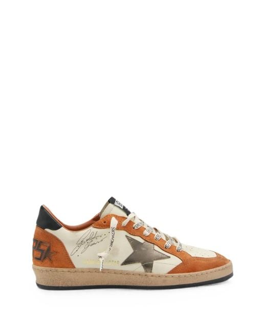 Golden Goose Deluxe Brand Natural Ball Star Distressed-Effect Leather Sneakers for men