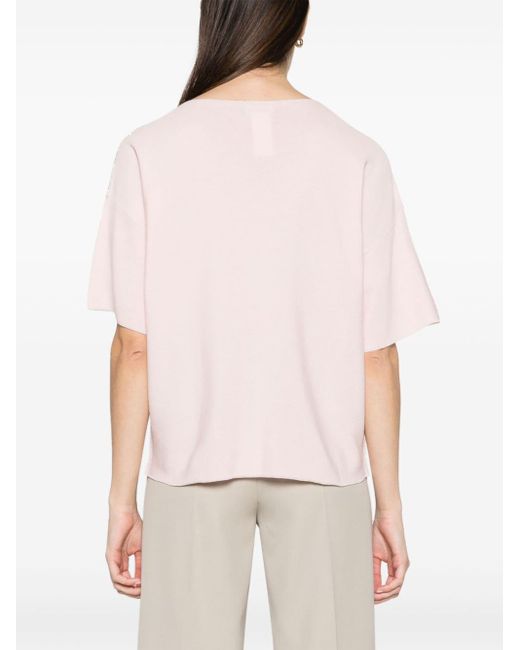 Fabiana Filippi Pink Lurex-trimmed Knitted T-shirt
