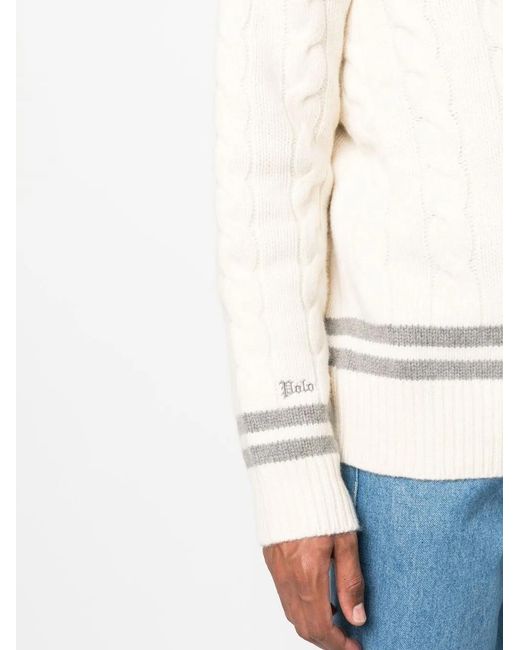 Polo Ralph Lauren Natural Tipped V-Neck Cable-Knit Jumper for men