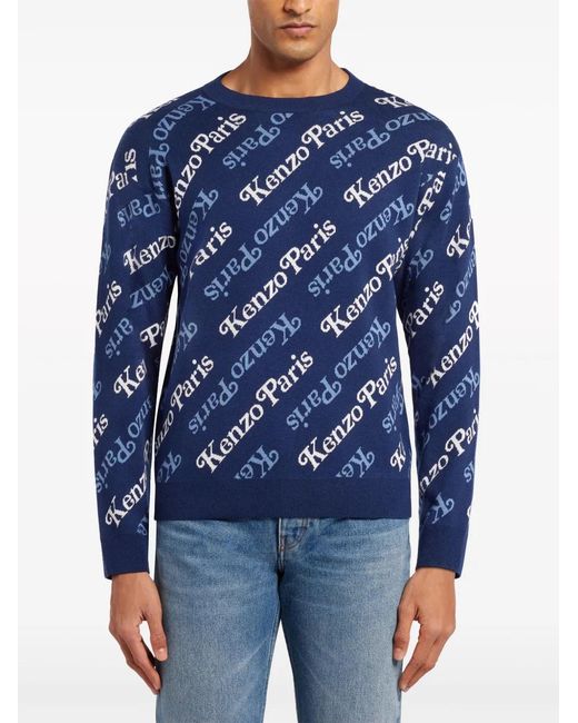 KENZO Blue Monogram Sweater for men