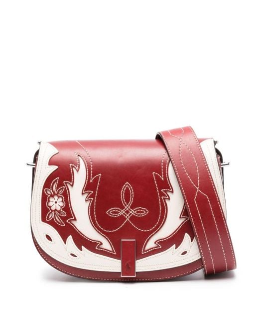 Polo Ralph Lauren Red Polo Id Western Leather Crossbody Bag