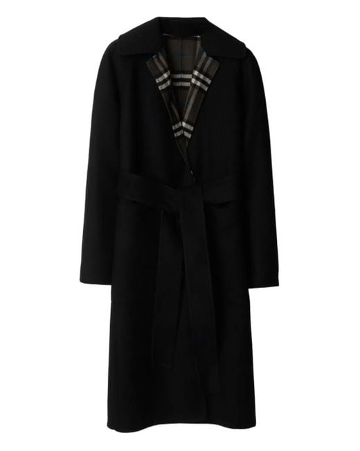 Manteau Ceinturé En Laine À Design Réversible Burberry en coloris Black
