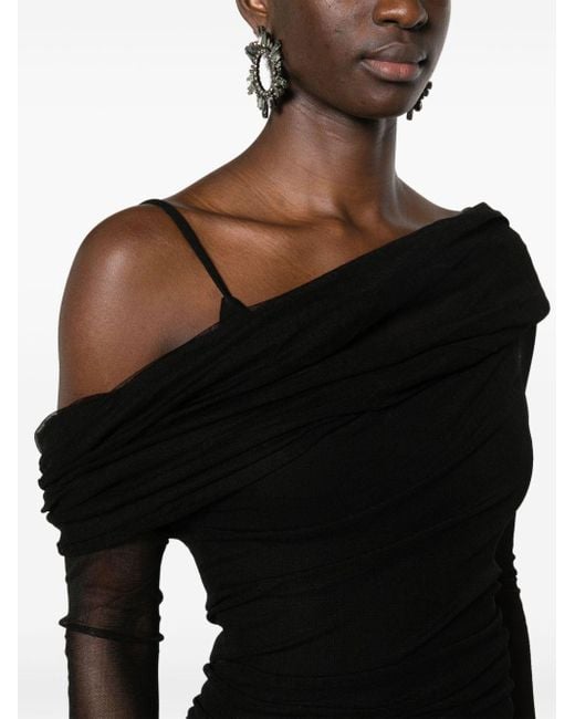 Robe mi-longue en tulle à épaules dénudées Christopher Esber en coloris Black