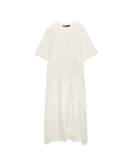 Bimba Y Lola White Lace-Trim Midi Dress