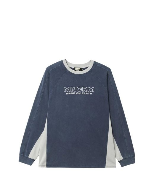 Mini Cream Blue Logo-Print Panelled Sweater