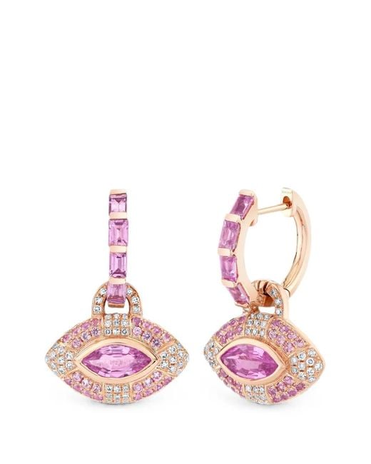 SHAY Pink Sapphire And Diamond Hoop Earrings