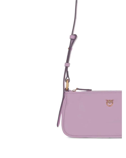 Pinko Pink Leather Mini Half Moon Crossbody Bag